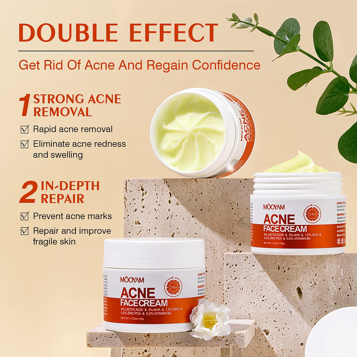 Acne Treatment for Face for Hormonal Cystic Stubborn Acne Cream for Sensitive Skin Teens Adults Women Men Spot Pimple Butt Control Rapid Clearing Breakout Overnight Face Blemish Treatment Moisturizer