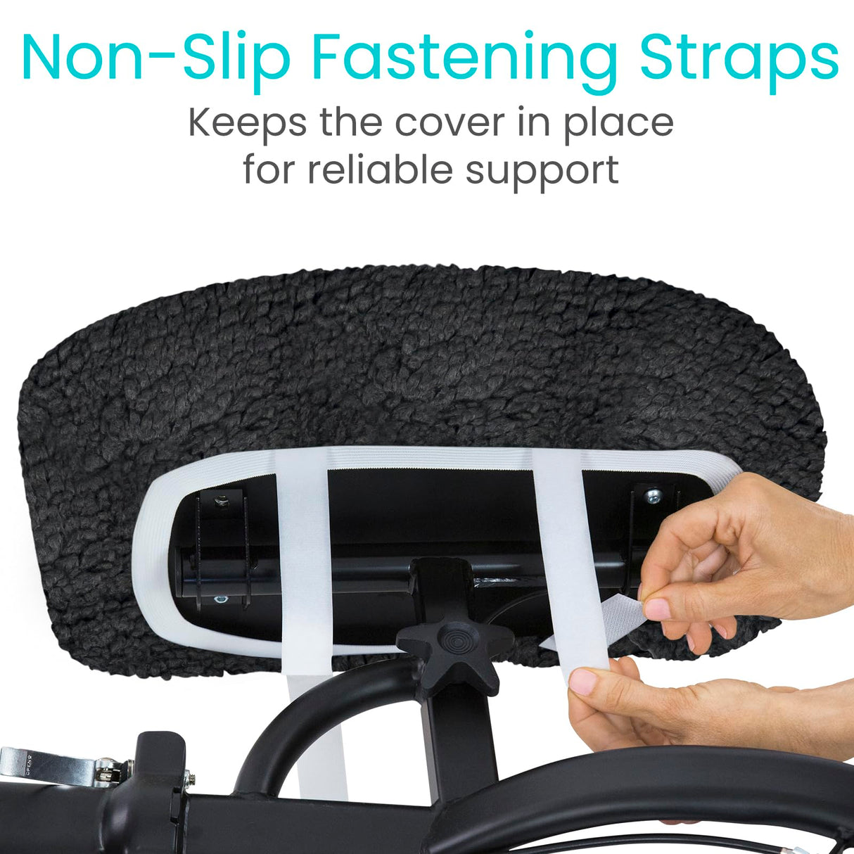 Vive Mobility Knee Scooter Pad Cover - Soft Plush Adult Sheepskin Memory Foam Cushion, Walker Accessory for Knee Roller, Padded Accessories Leg Cart Improves Comfort with Injury, Universal Fit (Black)