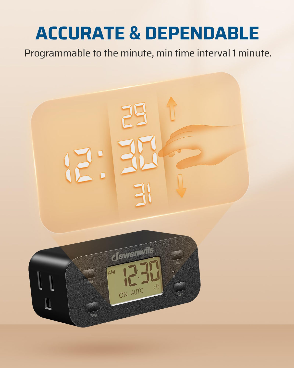 DEWENWILS Indoor 24 Hour Programmable Digital Timer Outlet, 1 Outlet,2 Pack