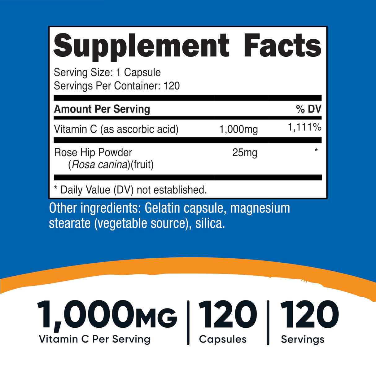 Nutricost Vitamin C with Rose Hips 1025mg, 120 Capsules - Vitamin C 1000mg, Rose Hips 25mg, Premium, Non-GMO, Gluten Free Supplement (Pack of 2)