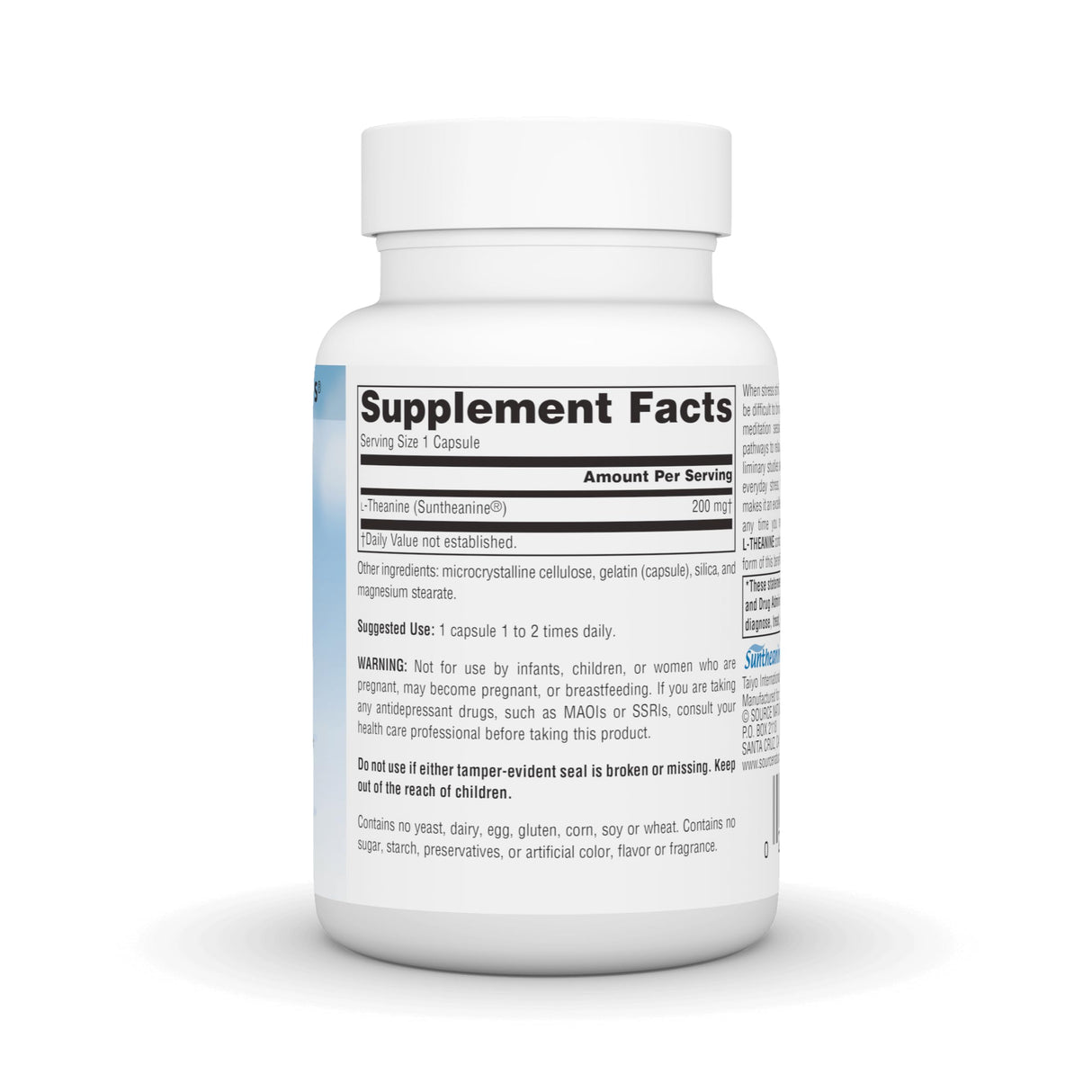 Source Naturals Serene Science L-Theanine, Made with Suntheanine, for Focused Relaxation, 200 mg - 60 Capsules