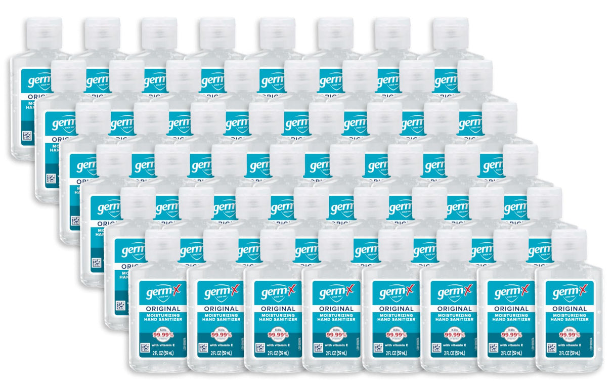 Germ-X Original Hand Sanitizer, Non-Drying Moisturizing Gel with Vitamin E, Instant and No Rinse Formula, Bulk Mini Travel Size for On-The-Go, 2 Fl Oz (Pack of 48)