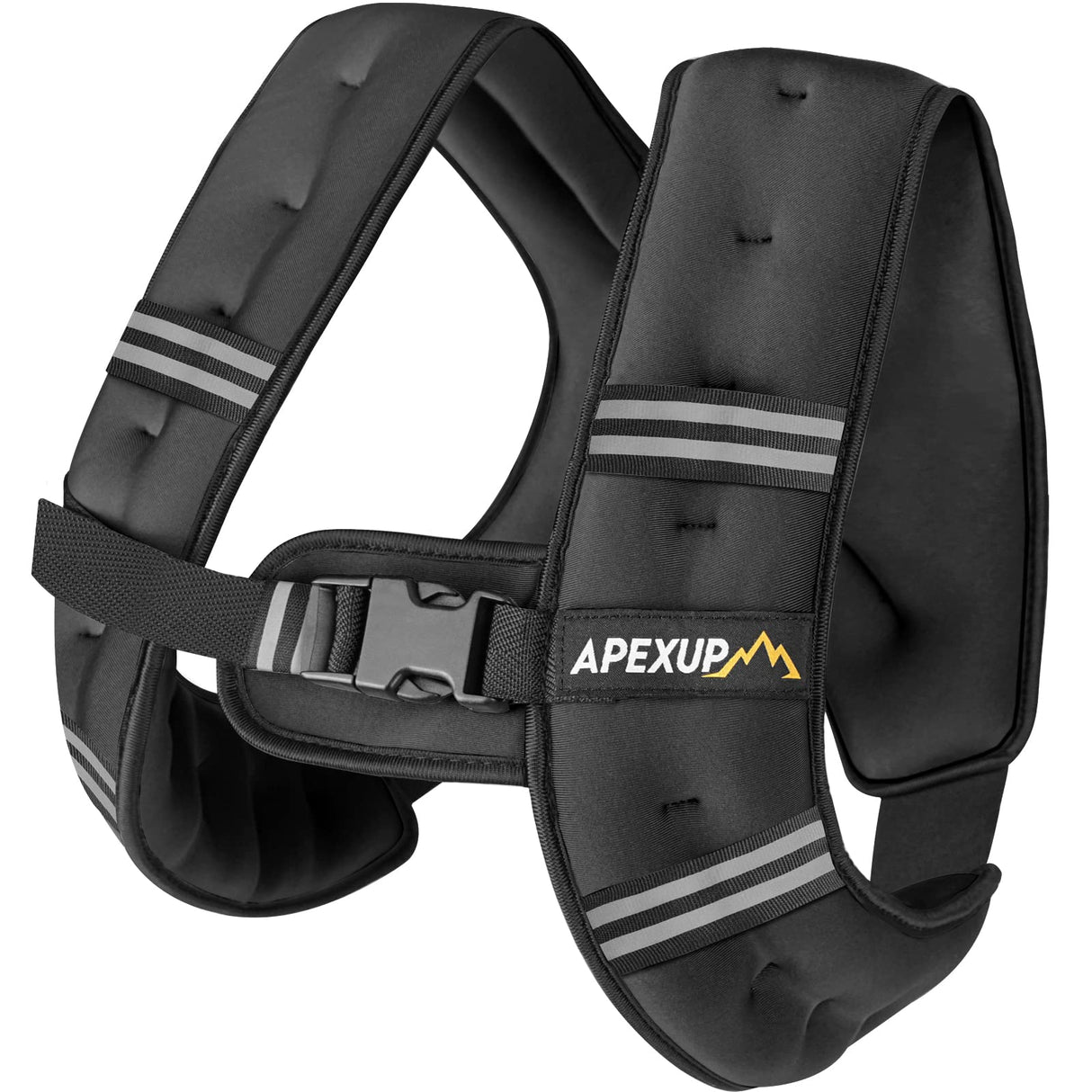 APEXUP Weighted Vest with 5lbs/10lbs/15lbs/20lbs/25lbs/30lbs Weights and Reflective Stripe, Weight Vest Men Women for Workout, Strength Training, Running (Black, 10lbs)