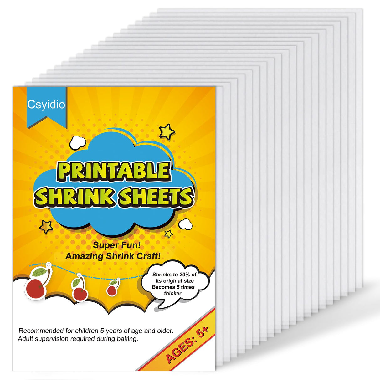 Csyidio 20 Pieces Printable Shrink Plastic Sheets, Shrink Films Papers for Mother's Day, Thanksgiving, Christmas Presents, Kids Creative Craft Projects, 11.6 x 8.2 inches