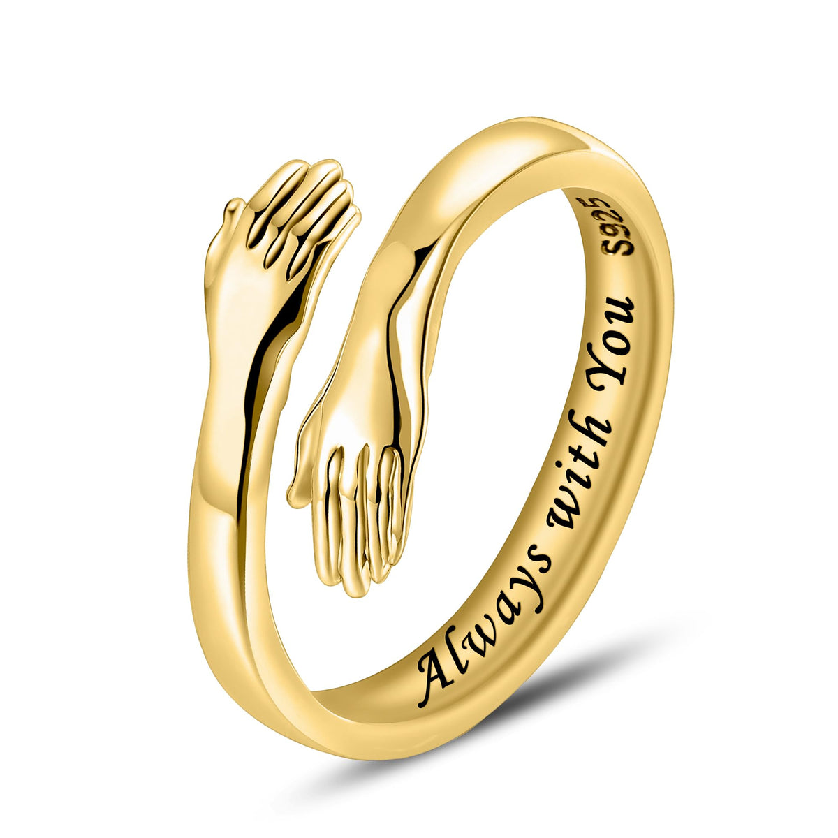 LOVECOM Gold Plated Hug Ring for Women Daughter Granddaughter Non Tarnish