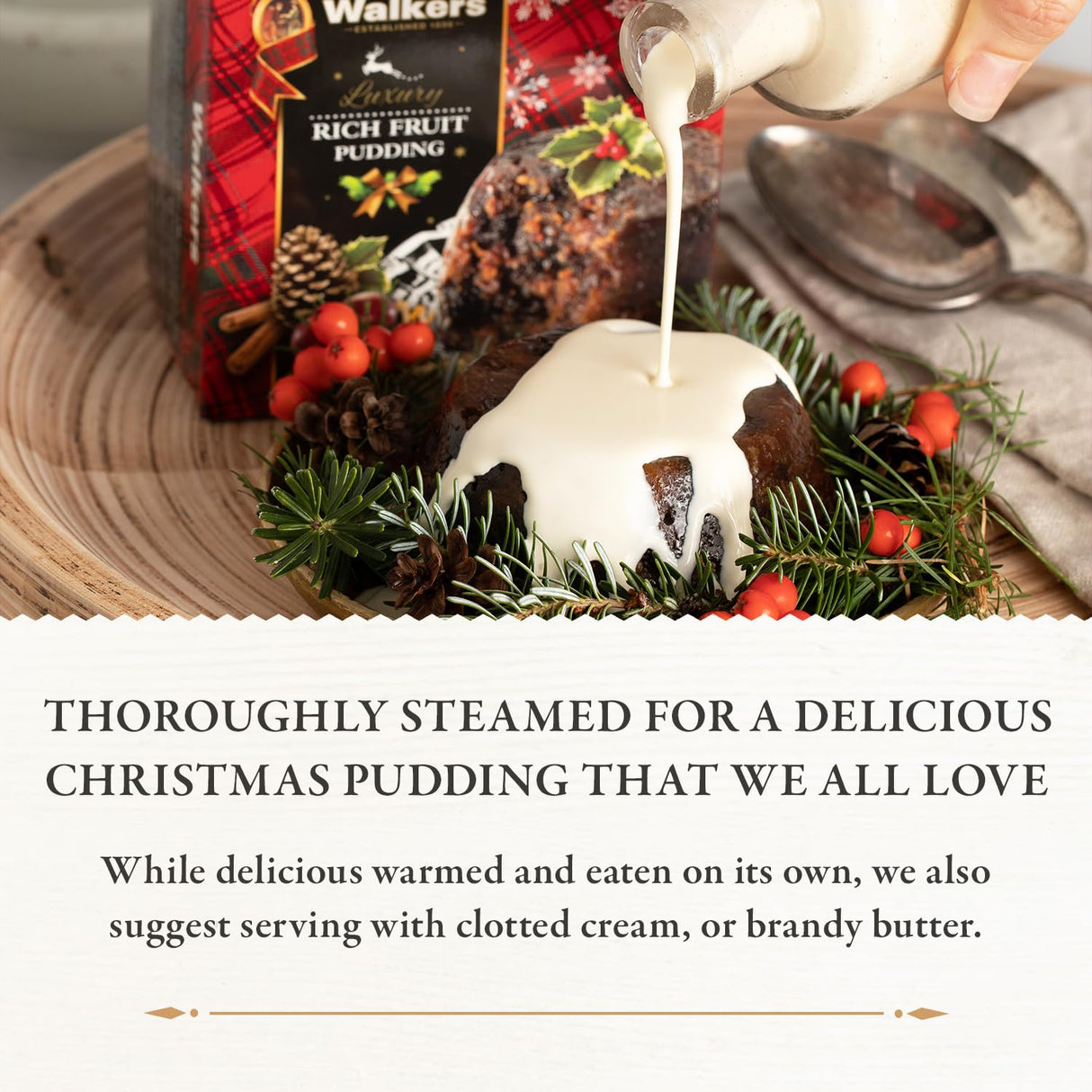Walker’s Rich Fruit Pudding - 14.1 Oz Plum Pudding for Christmas - Luxury Holiday Treat and Dessert from Scotland