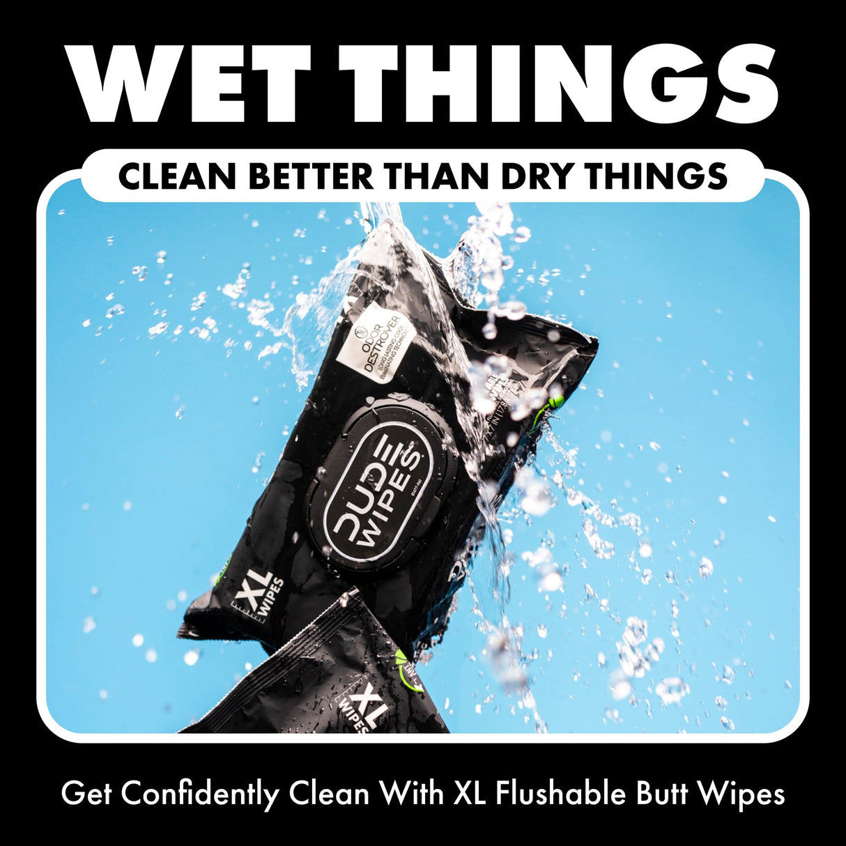 DUDE Wipes - Flushable Wipes for Adults - 6 Pack, 288 Wipes - Odor Destroyer XL Adult Wet Wipes - Deodorizing with Clean Scent - Up to 24 Hours of Odor-Destroying Technology