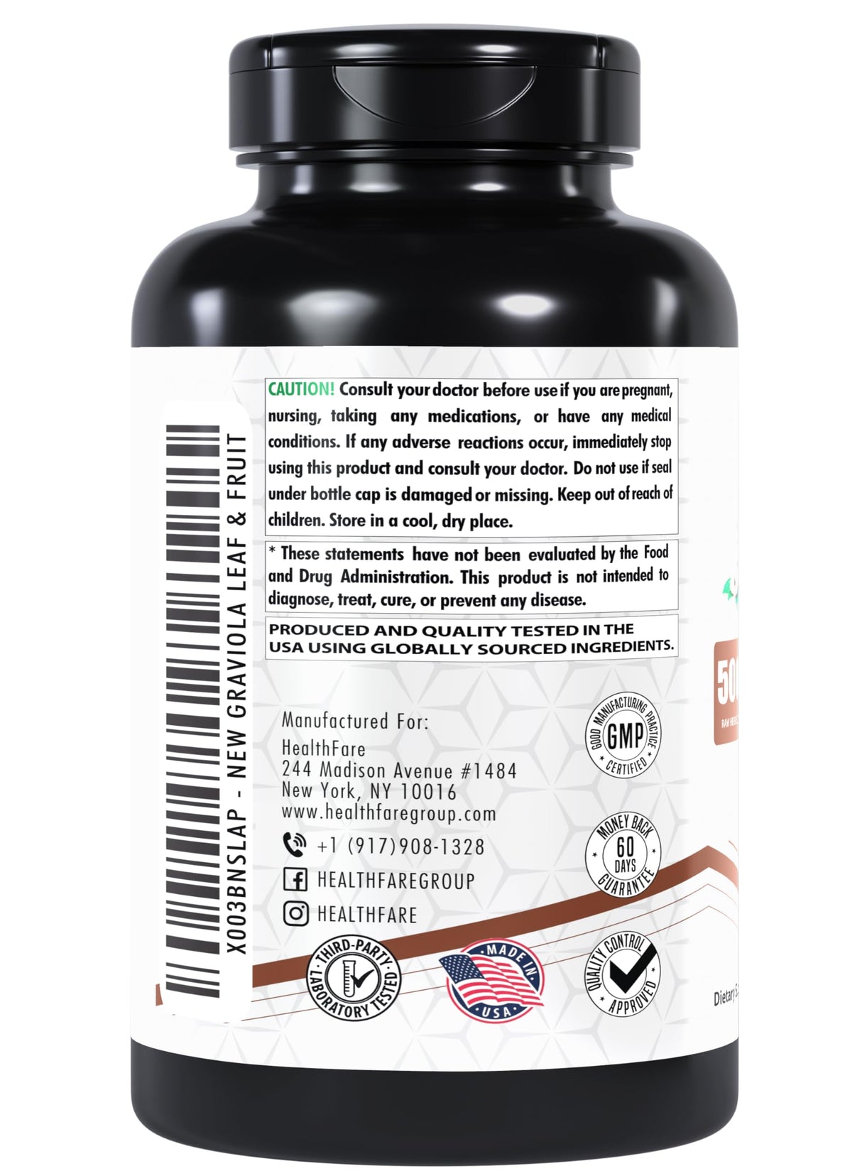 Healthfare Graviola Extract Capsules, 5000mg | Pack of 2 | 200 Veg Capsules Each | High Potency Soursop Leaf & Fruit Extract | Non-GMO | Gluten-Free | Made in The USA