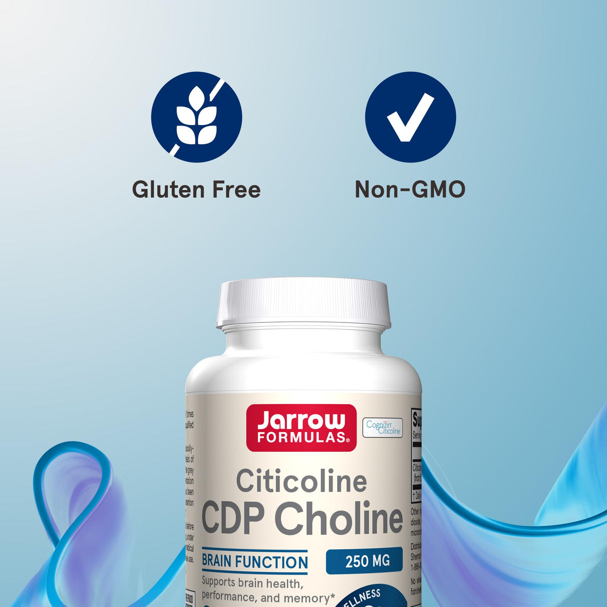 Jarrow Formulas Citicoline CDP Choline 250 MG, CDP Choline Supplement Supports Brain Health, Performance and Memory, 120 Capsules, Up to a 120 Day Supply