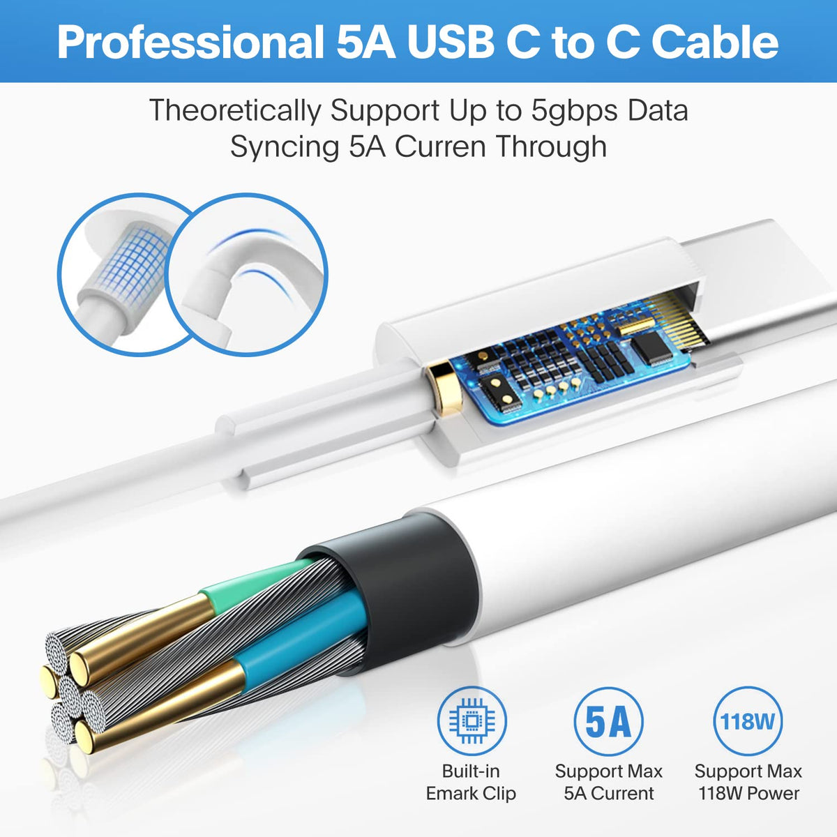 Mac Book Pro Charger - 118W USB C Charger Fast Charger Compatible with MacBook Pro/Air, M1 M2 M3 M4 M5, ipad Pro, Samsung Galaxy and More, Include Charge Cable
