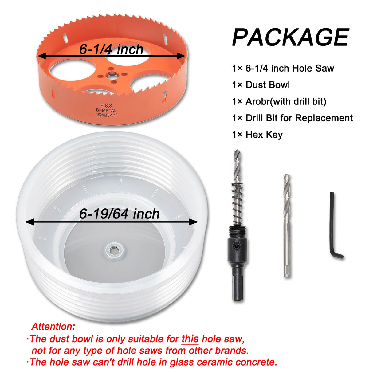 VIKITON 6.25 Hole Saw for Recessed Lights Can Lights, 6-1/4 Inch Hole Cutter with Dust Bowl Catcher for Led Recessed Lighting 6 Inch and Wood Metal Drywall, Bi-Metal Construction