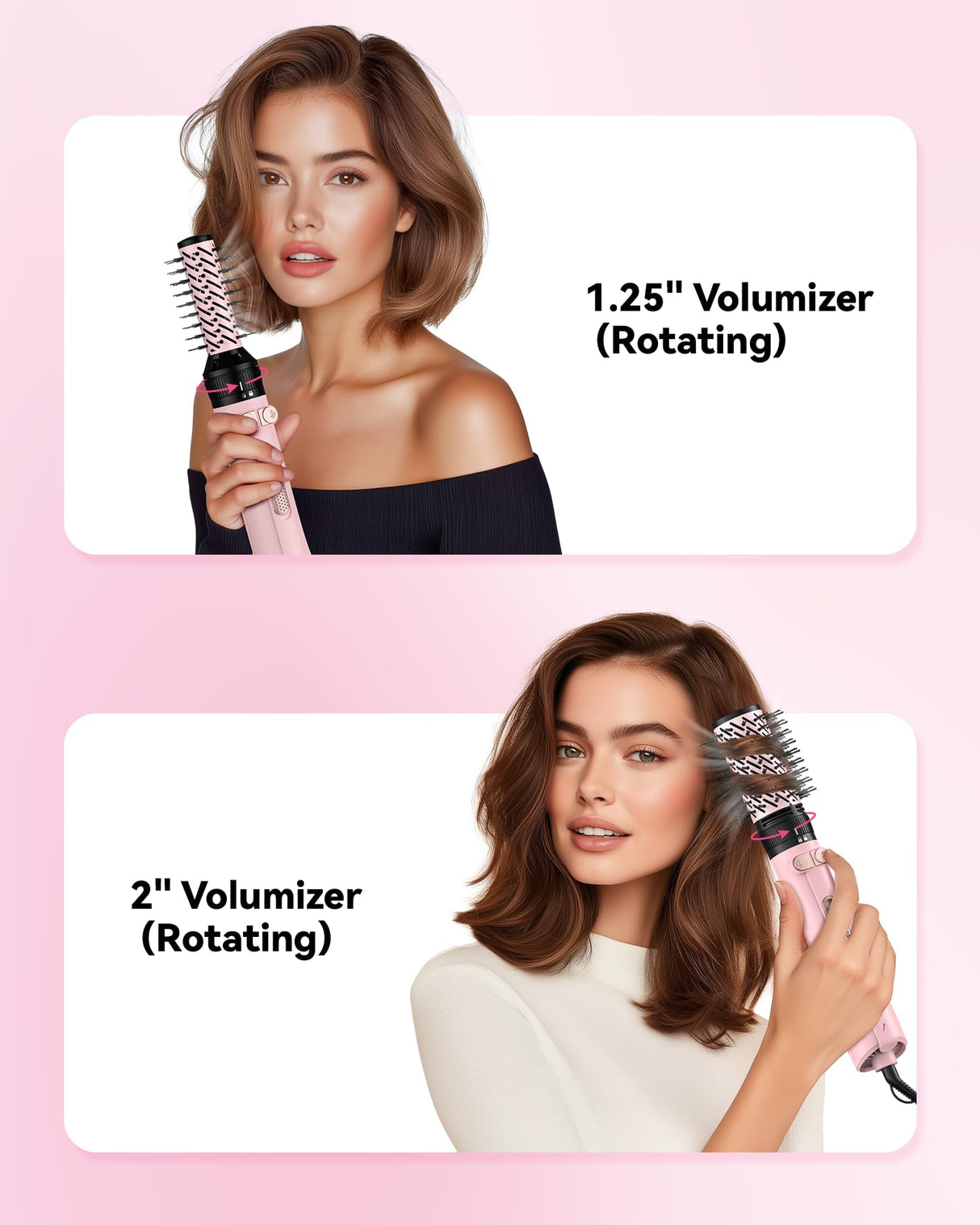 Farery 4-in-1 Rotating Blow Dryer Brush Set | Oval Volumizing Barrel, 1.5" & 2" Rotating Brushes, and Diffuser | All-in-One Hot Air Brush for Fast Drying, Volumizing, and Smoothing