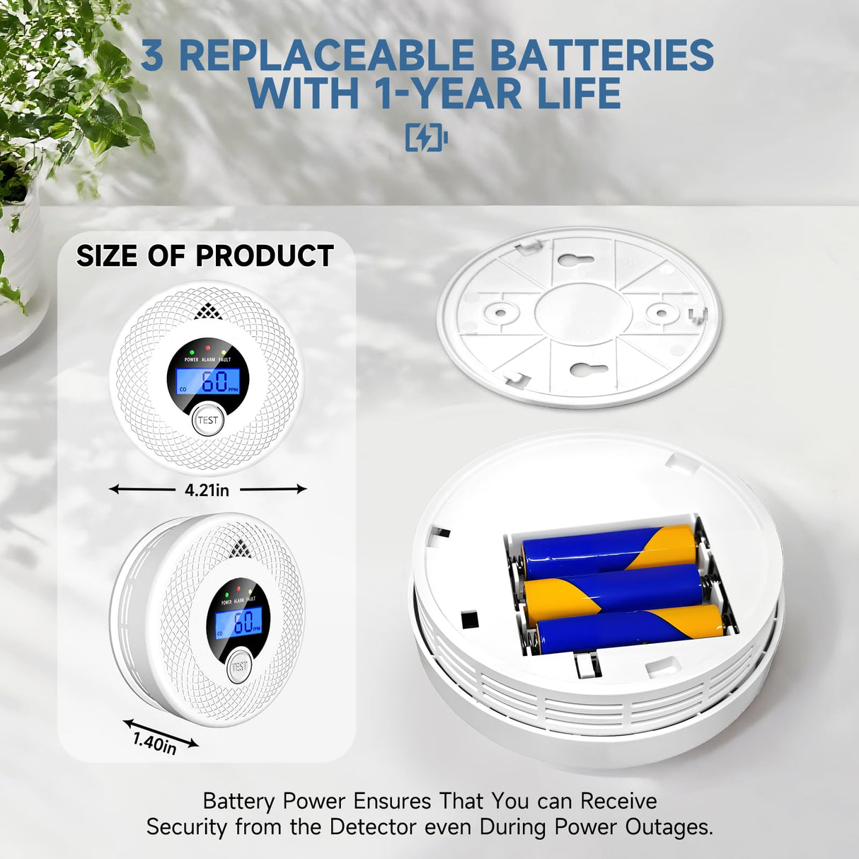 3 Pack Interconnected Smoke and CO Alarm with LCD Screen, 85dB Audible & Visual Alert, RF Sync Network, Battery Powered, Ideal for Multi-Room Setup in Home, Office, RV