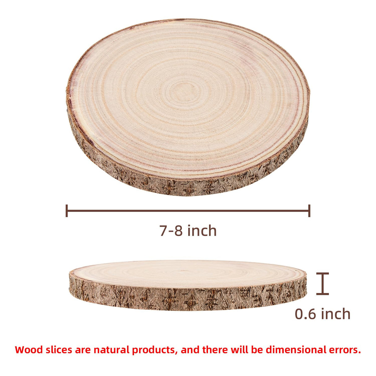 Maputune 8 Pcs 7-8 in Large Unfinished Wood Slices for Centerpieces, Natural Rustic Wooden Plate for DIY Craft, Round Wood Chips for Signage Painting Wedding Party Christmas Decor