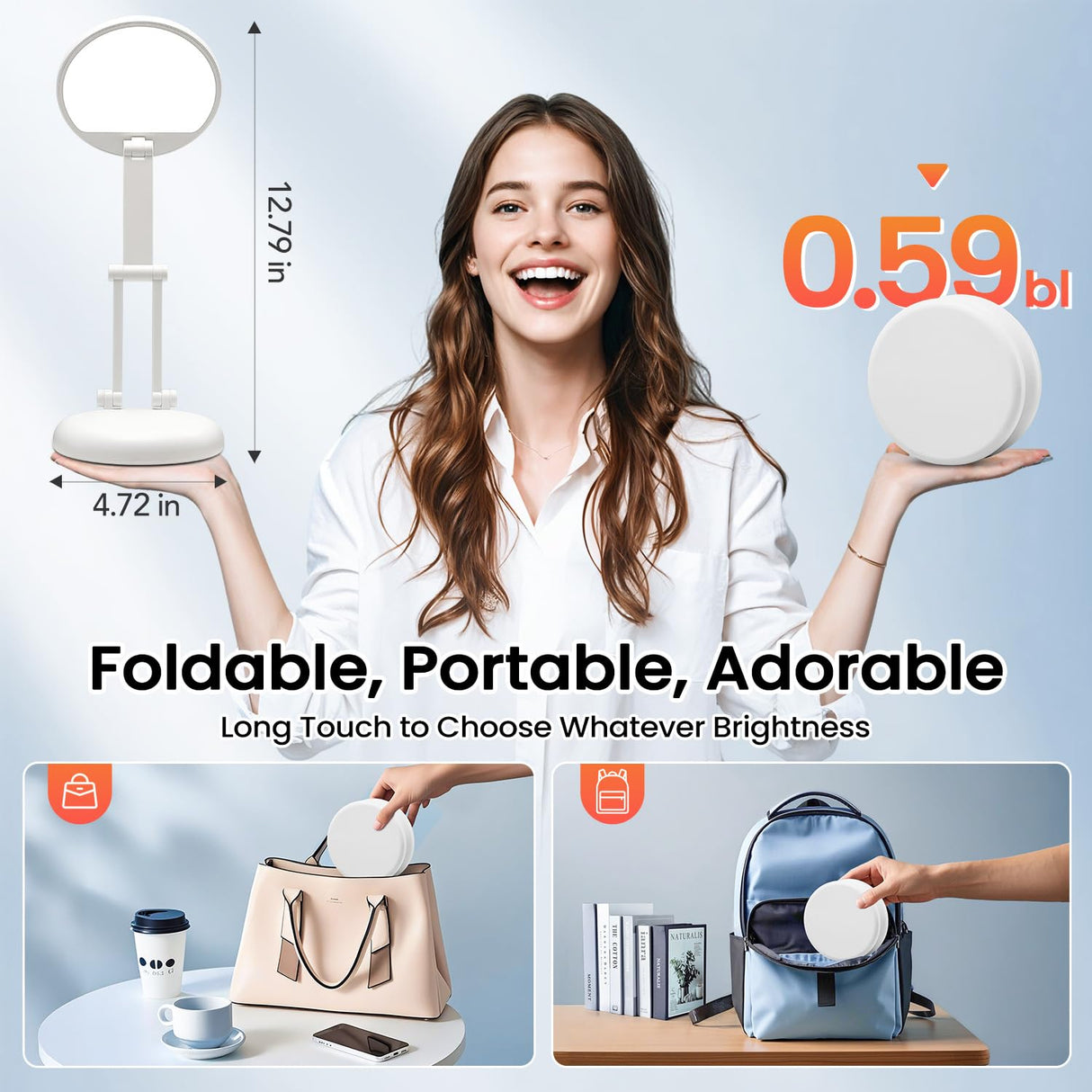 One Fire Cordless Desk Lamp,Dimmable Small Battery Powered Lights,3600mAh Rechargeable Wireless Table Lamp,Mini Lamp&Portable Light for Bed,Book Reading,Home for Small Spaces,Nail Light,Craft,Office