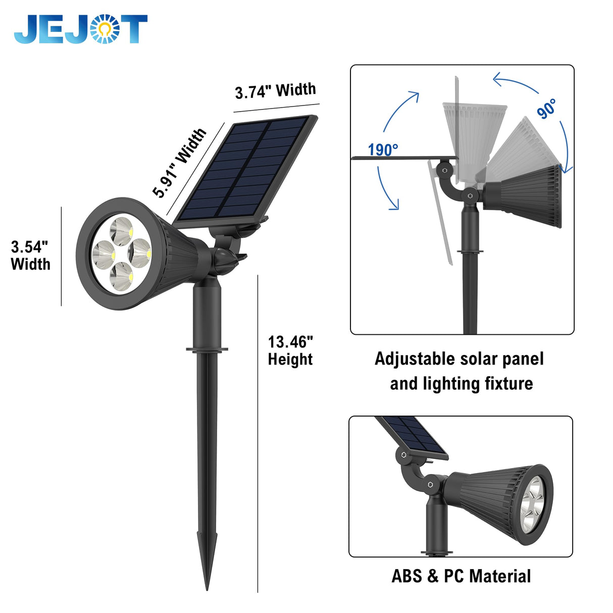 JEJOT 6 Pack Solar Lights Outdoor Waterproof IP65,Warm White Light,2 Lighting Modes,Solar Powered Spotlights for Yard Garden Solar Spot Lights for Flag Landscape Auto On/Off