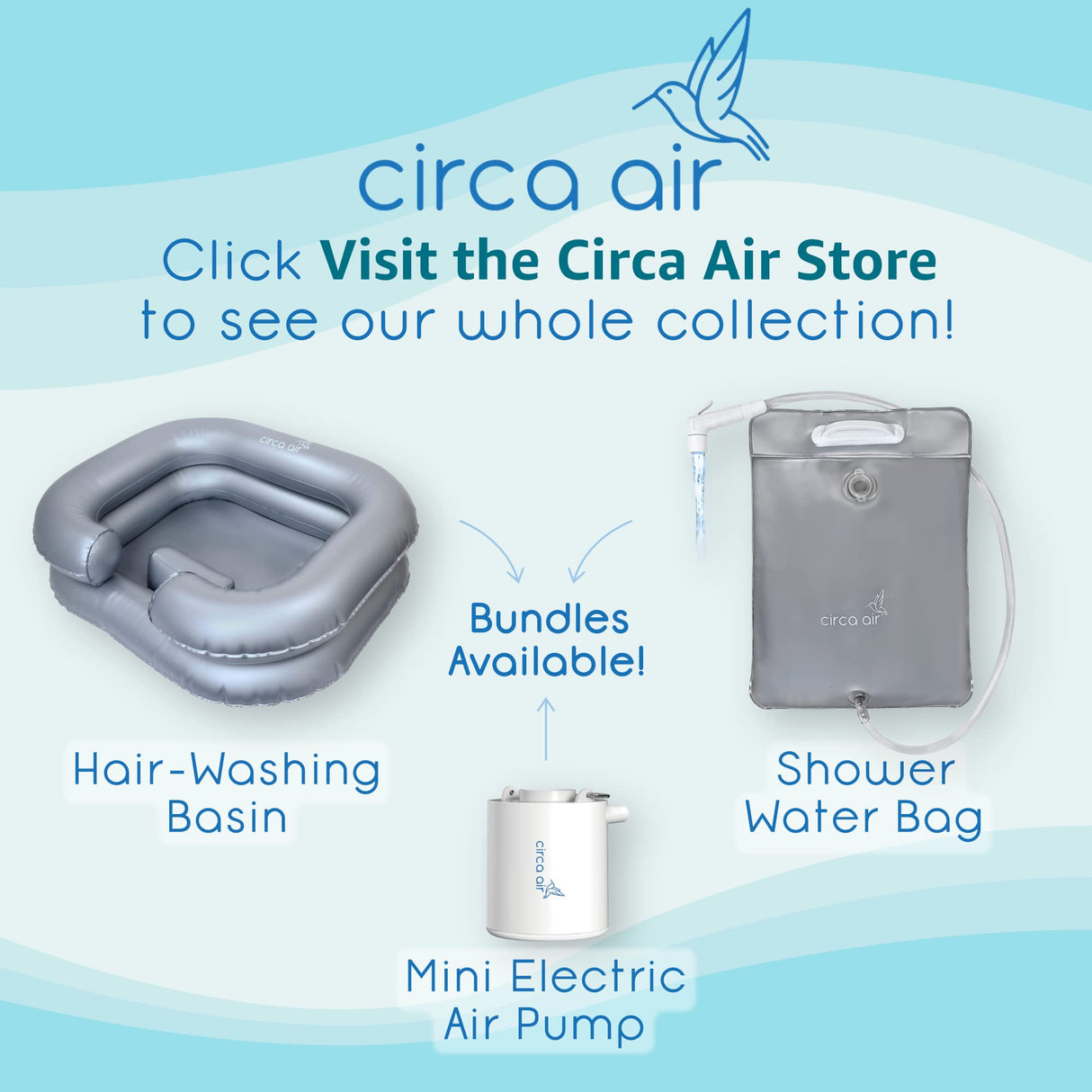 Circa Air Inflatable Hair Washing Basin For Bedridden - Wash Hair In Bed With Inflatable Shampoo Basin. Portable Shampoo Bowl With Pillow, Portable Hair Washing Station For Locs Detox