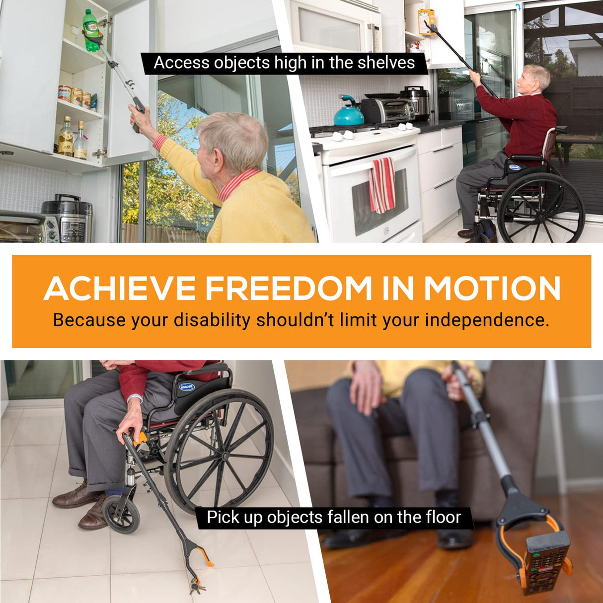 EZPIK Pro 43" Foldable Grabber Reacher Tool for Seniors - Grabbers for Elderly Reaching Tool Heavy Duty Pickup Trash Picker Upper Equipment - Claw Grabber Stick for Reaching Aids, Weed Gripper