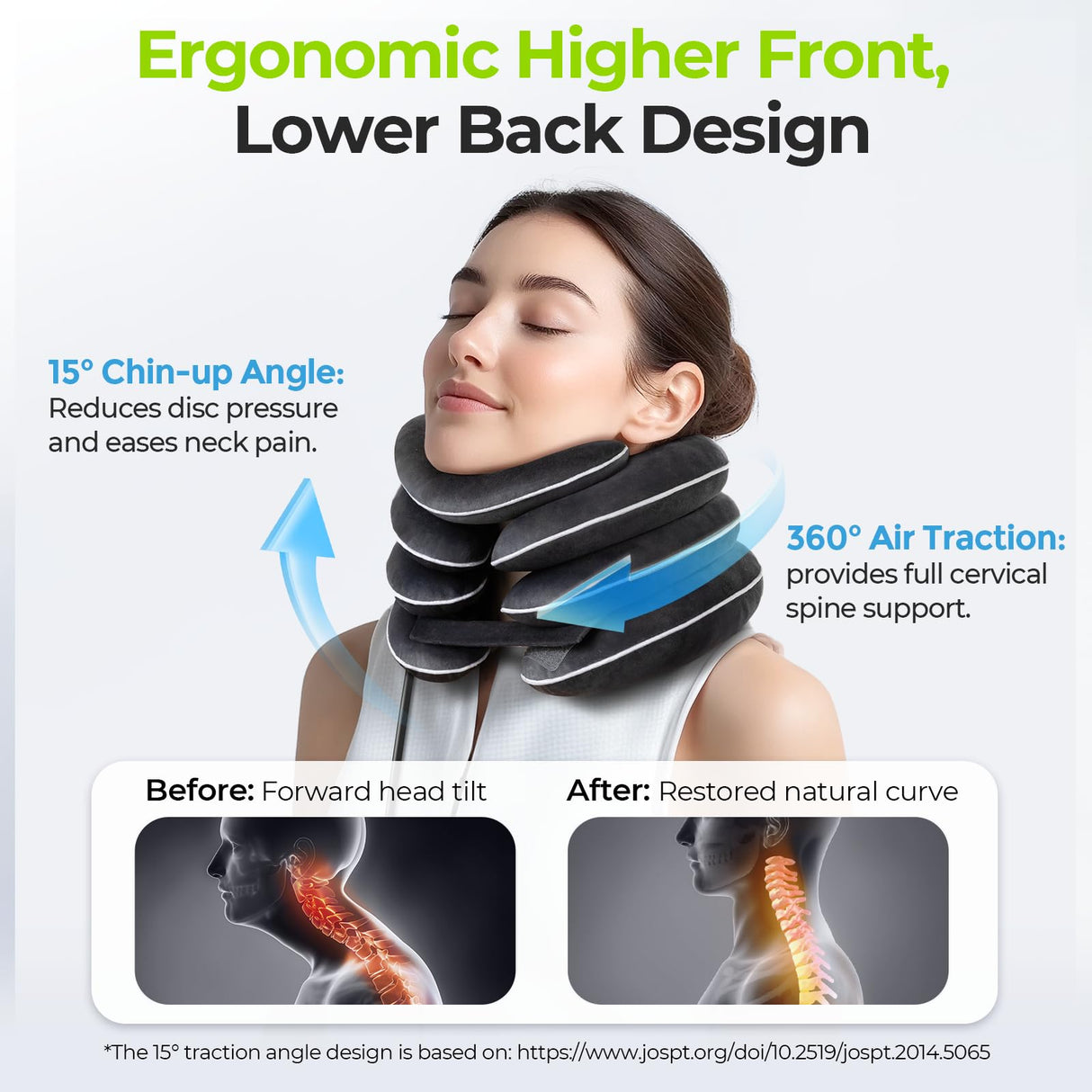 AUVON Inflatable Neck Stretcher for Cervical Traction, Cervical Stretcher with 3-Layer Design in Varying Sizes for Instant Relief, Neck Brace Pillow for Neck Support, Decompression Home Use, M Size