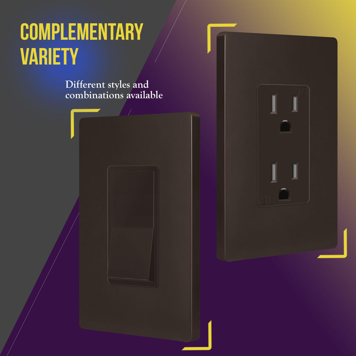 ENERLITES Screwless Decorator Wall Plates Child Safe Outlet Covers, Gloss Finish, Medium Size 1-Gang 4.88" H x 3.11" L, Unbreakable Polycarbonate Thermoplastic, SI8831M-BR-10PCS, Brown