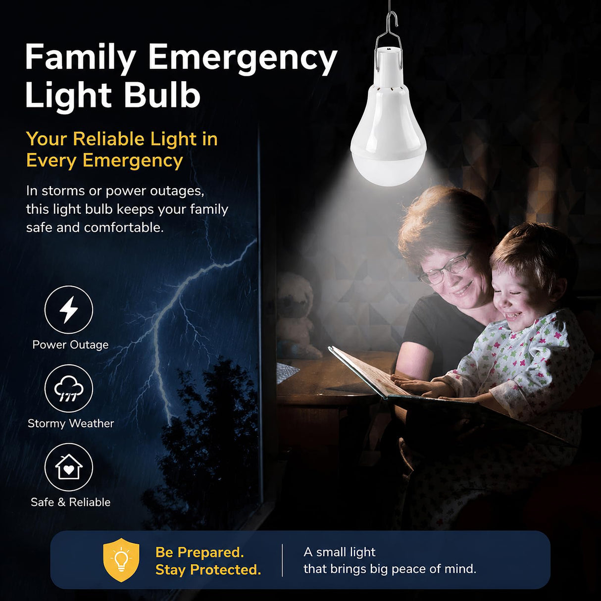 Solar Light Bulbs for Indoor Home and Chicken Coop, Outdoor Waterproof Camping Lamps for Tent, Rechargeable LED Solar Lights for Shed Night, Emergency, 2-Pack