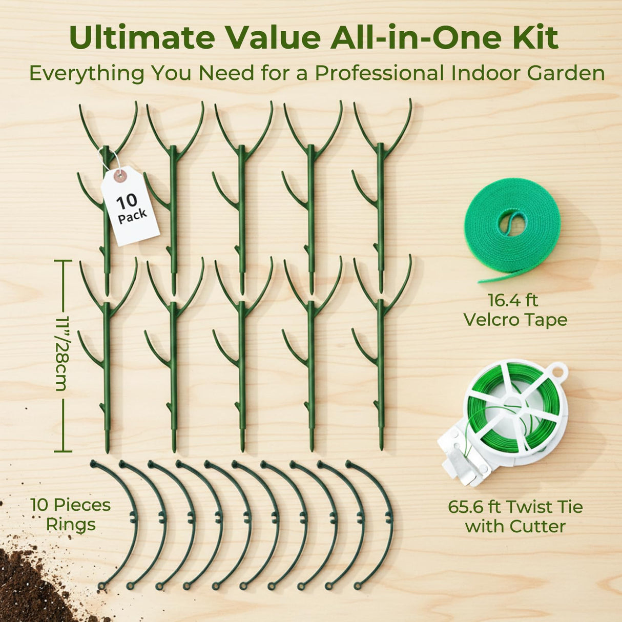 Monstera Plant Support Stakes Indoor - 10 Pack Stackable Garden Trellis for Potted Climbing Pothos Support - Durable All-in-One Tall Plant Sticks Pole for Modern Home Gardening (10 Pack)
