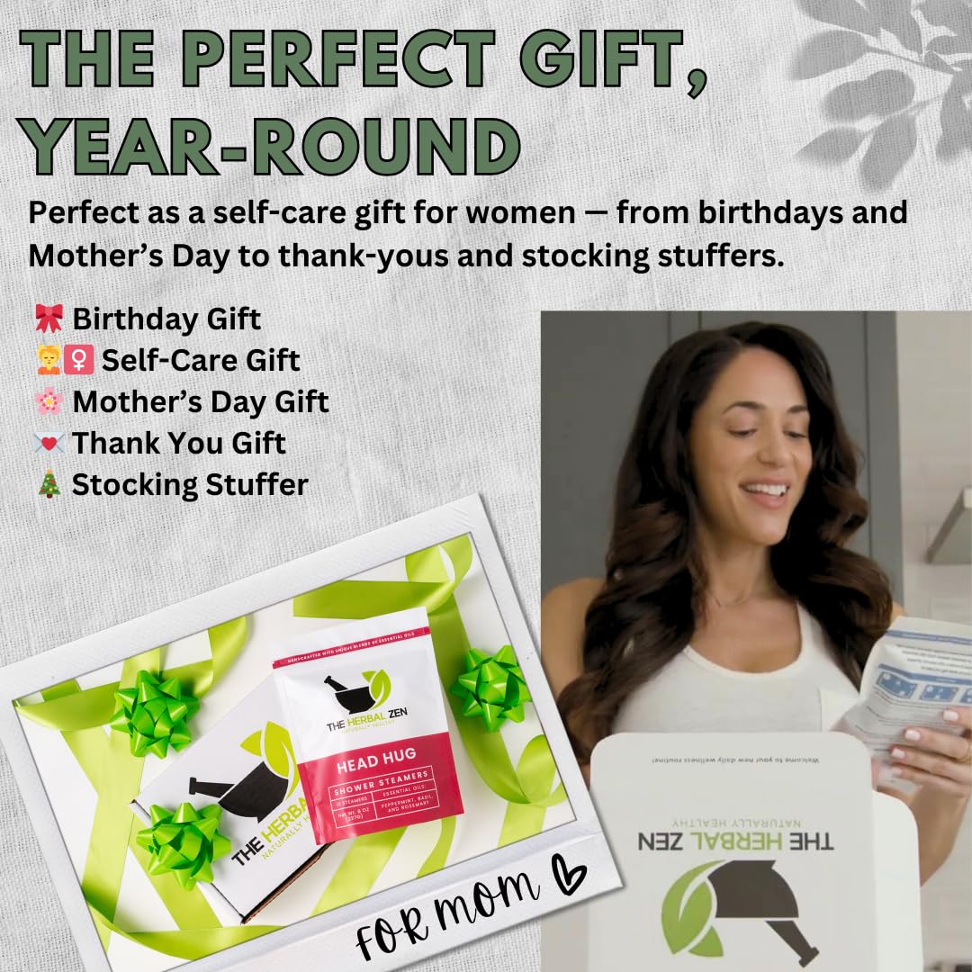 Head Hug Shower Steamers Aromatherapy for Relief - Christmas Gift - Adult Stocking Stuffer - USA Made - Peppermint & Rosemary Shower Bomb Tablets - Soothing Natural Essential Oils (10 Pack)