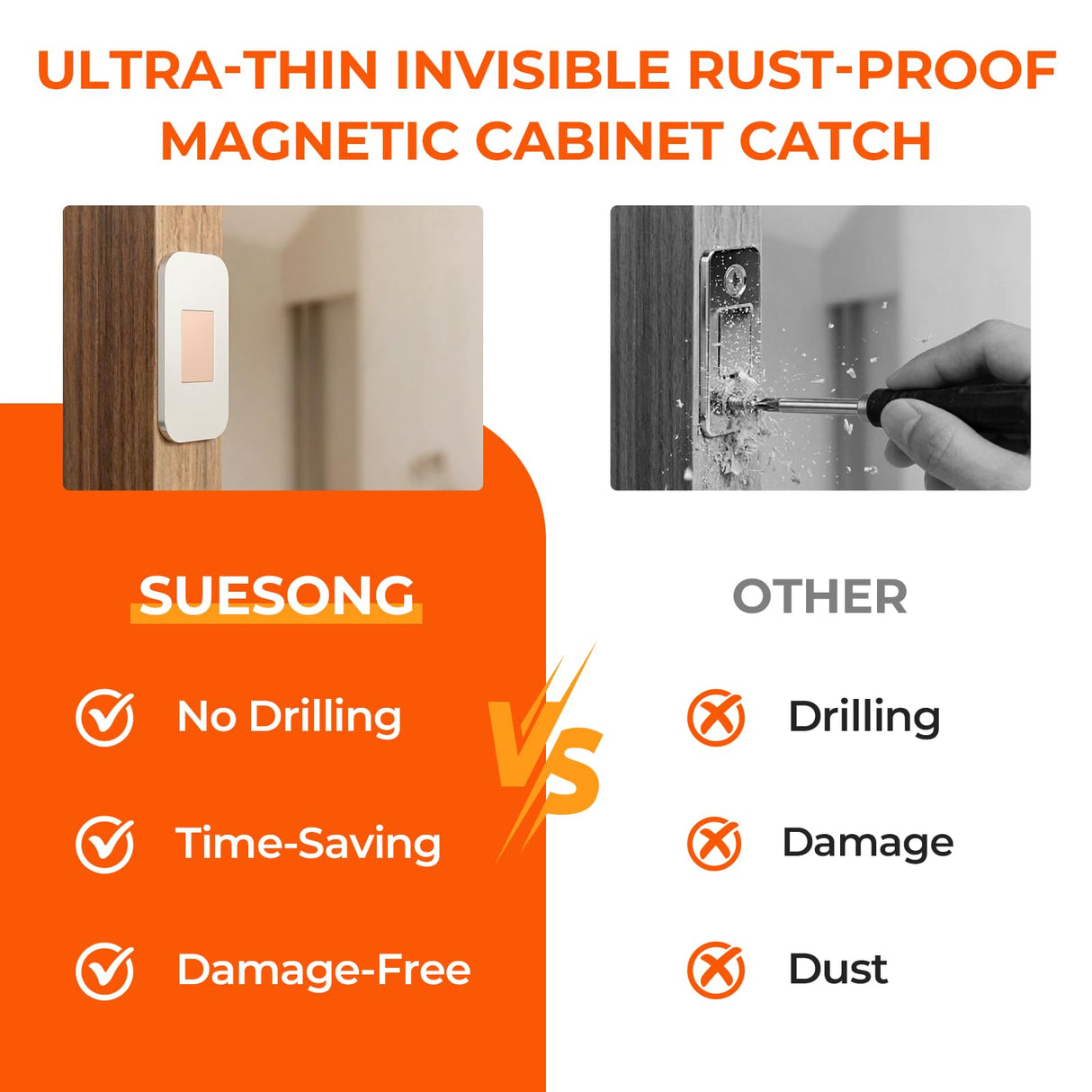 SUESONG 12 Pack Magnetic Cabinet Door Catch, Cabinet Magnets for Closure