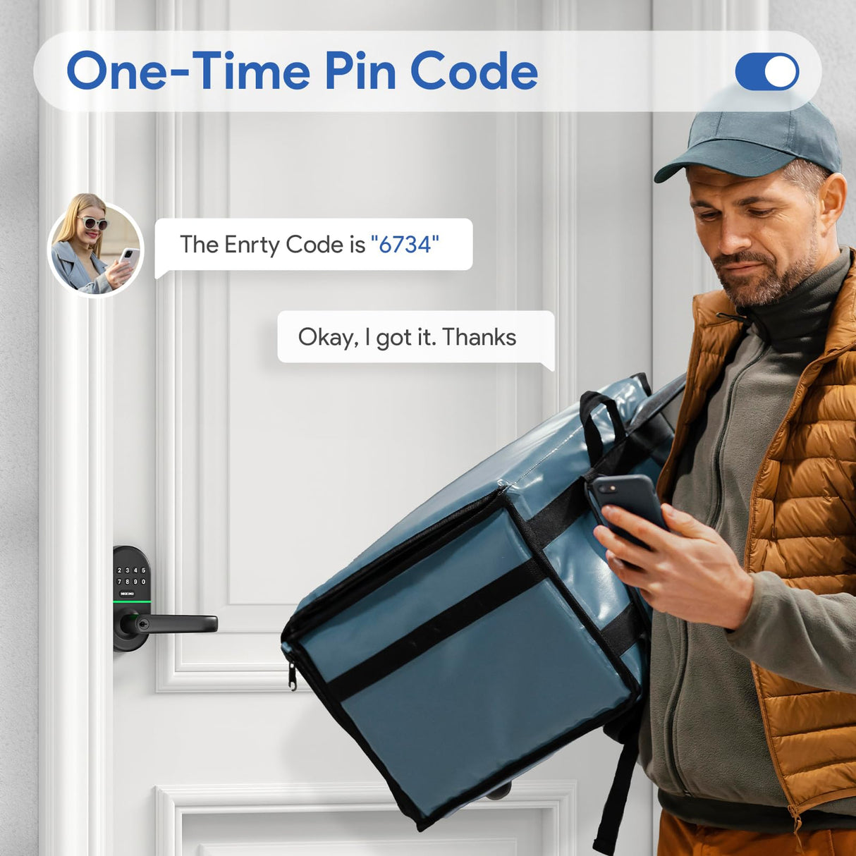 Keypad Door Lock with Handle: Keyless Entry Smart Lock for Front Door, NICE DIGI Electronic Digital Door Lock, Easy Installation