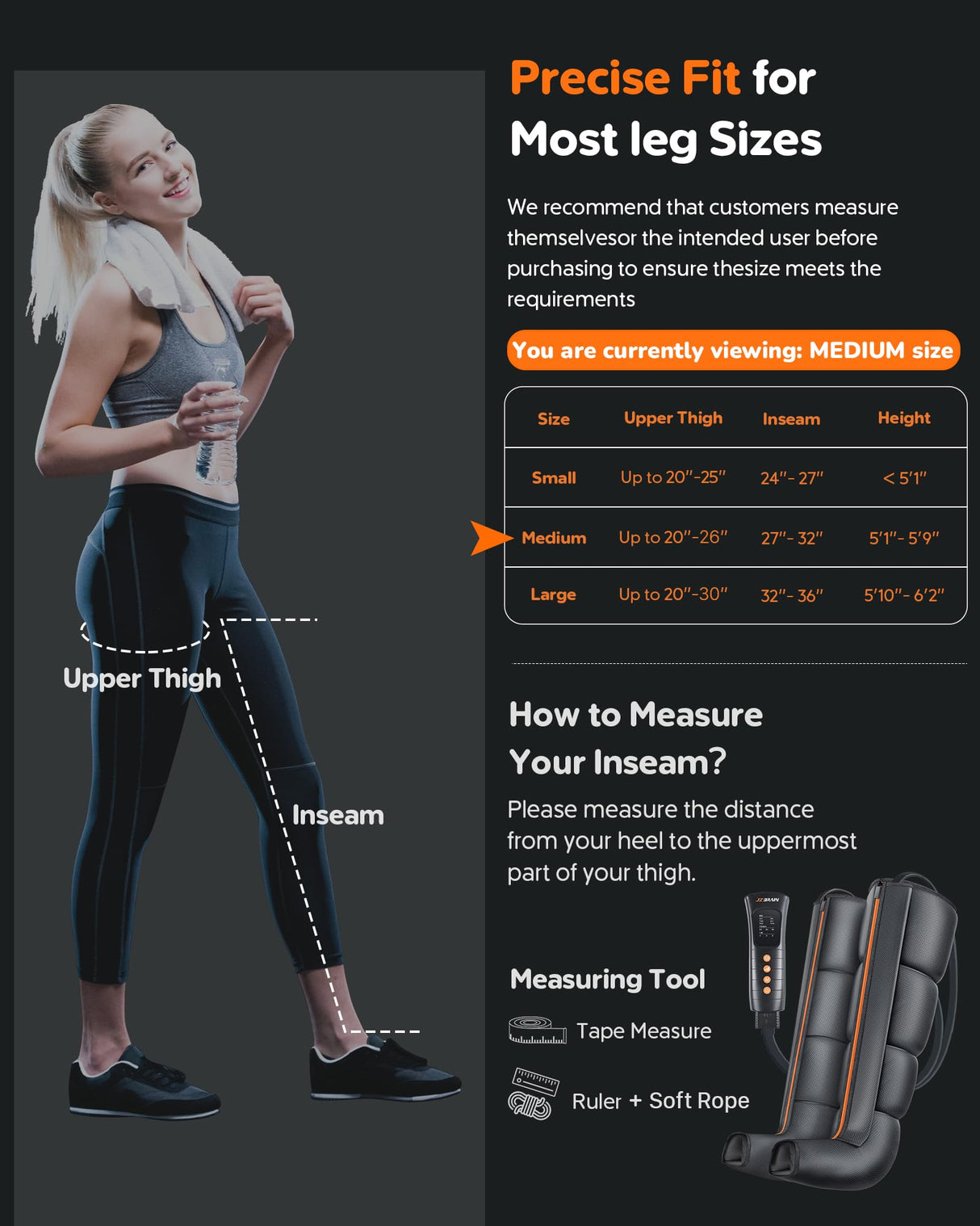 JZBRAIN Sequential Air Leg Compression Massager - FSA HSA Professional Full Leg Compression Boots for Athletes - Adjustable Intensity for Post-Workout Muscle Relaxation - Gifts for Him Her