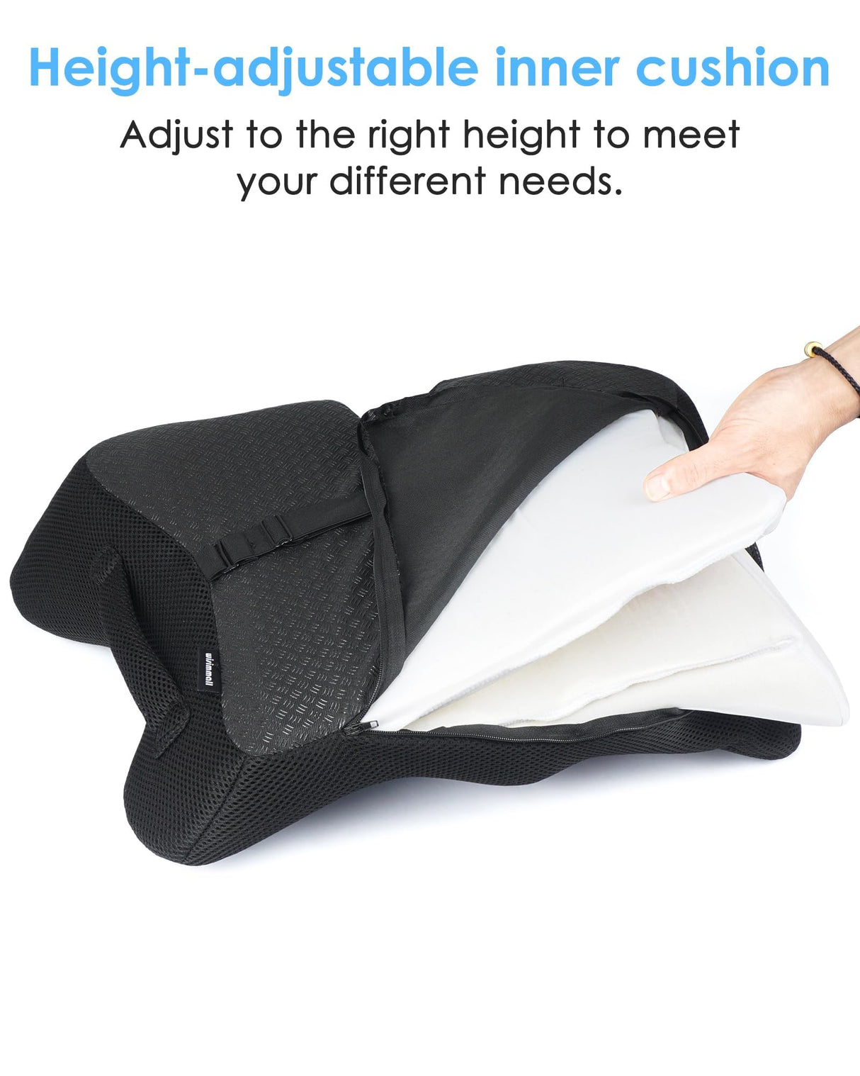 Extra Large Memory Foam Seat Cushion Thick for Long Sitting Office Chair Pressure Relief Tailbone Pain Relief Height Adjustable with Retaining Strap for Office, Gaming Chair, Car, Wheelchair