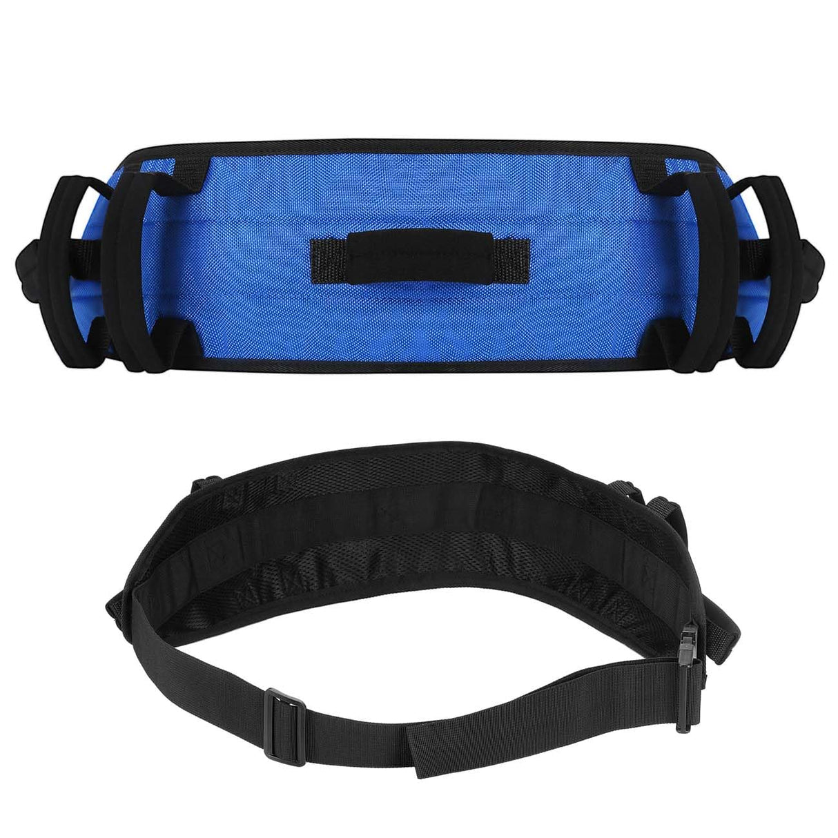 Gait Belt 2 Pack, Rhino Valley gait Belts for Seniors with 7 Handles, 59" Anti-Slip Transfer Belt for Elderly, Elderly Assistance Products, Blue&Black