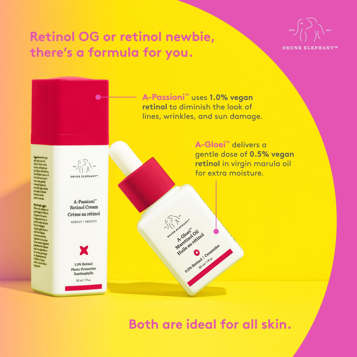 Drunk Elephant A-Passioni Retinol Cream - 30 ml/1 fl oz - 1% Retinol Serum - Clean Clinical Skincare - Cruelty-Free - Dermatologist-Tested - Free of Essential Oils, Silicones, and Fragrance