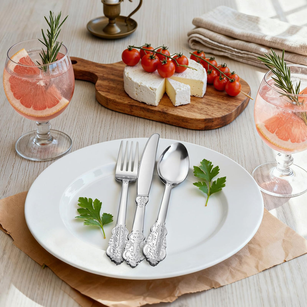 WDF 200 Pieces Silver Plastic Silverware Disposable - 50Guests Silverware Plastic Cutlery - Disposable Utensils Includes 100 Forks, 50 Spoons, 50 Knives Perfect for Christmas Wedding or Party