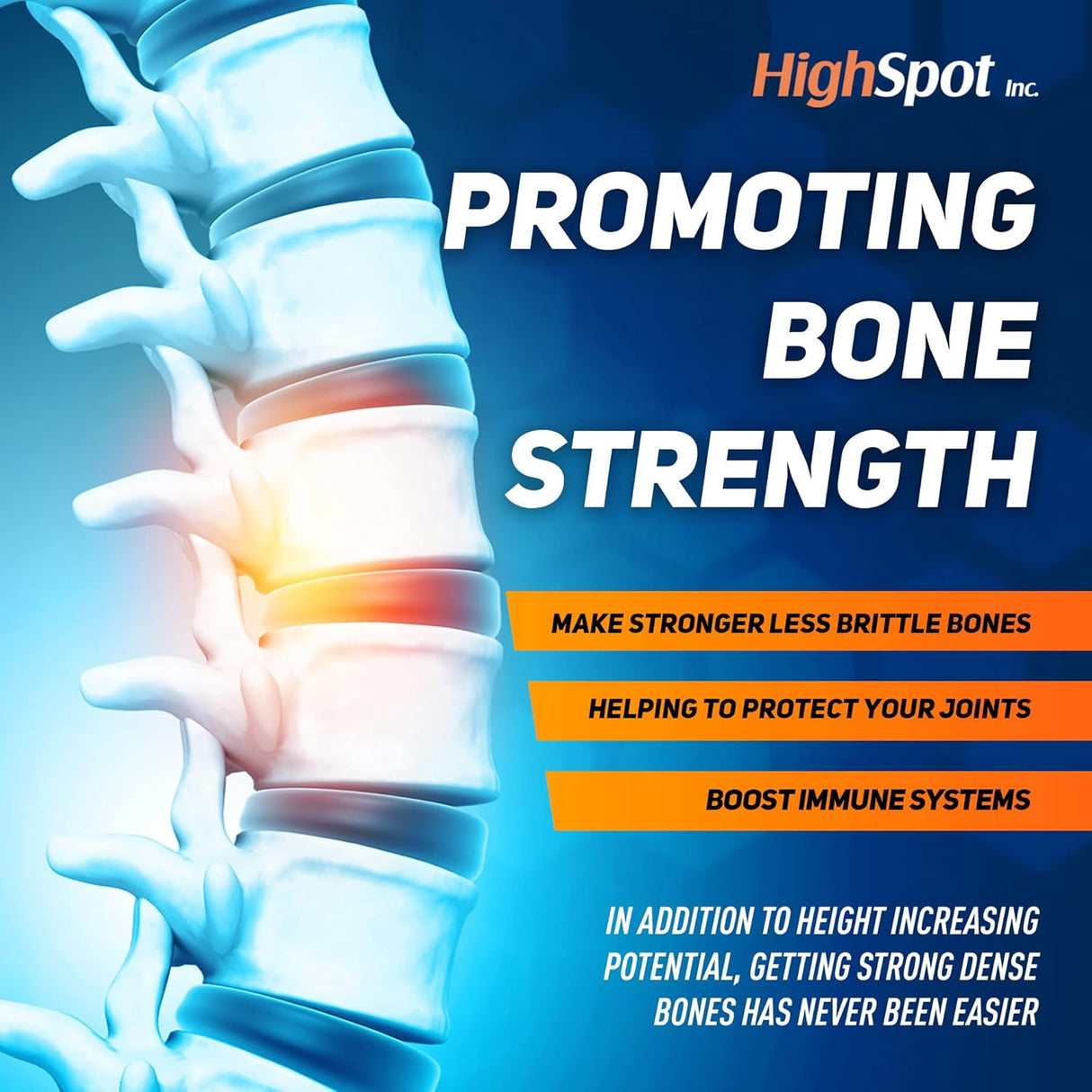 2 Pack HighSpot Height Growth - Height Growth Maximizer - Calcium, Vitamin D3, B1, B2 - Grow Taller Supplement - Bone Growth Supplement - Made in USA (White)