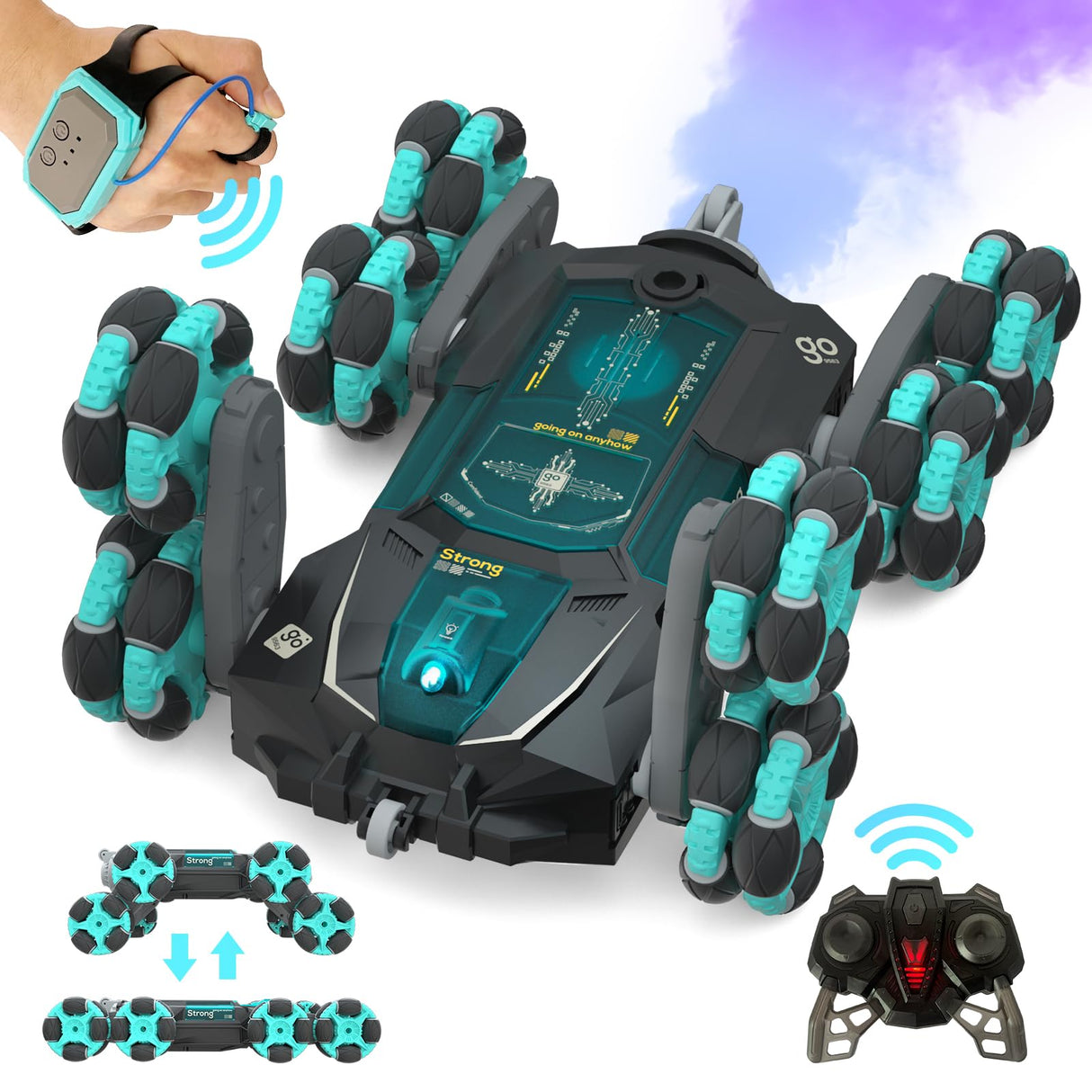 Opmind 8WD Hand Controlled RC Stunt Car, Gesture Sensing Remote Control Crawler Car for Boys Age 8-13, 2.4Ghz Climbing Toys for Kid 6-10 11 12 Year Old, Christmas Birthday Gifts for Boys Girls