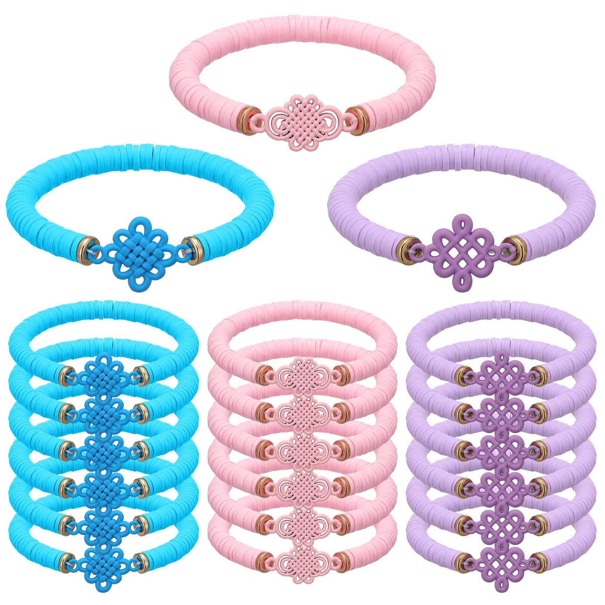 Tondiamo 24 Pcs Kpop Knot Bracelets Party Favors, Music Knot Polymer Clay Beaded Bracelets Bulk for Music Kpop Theme Birthday Disco Party Supplies Gifts Supplies