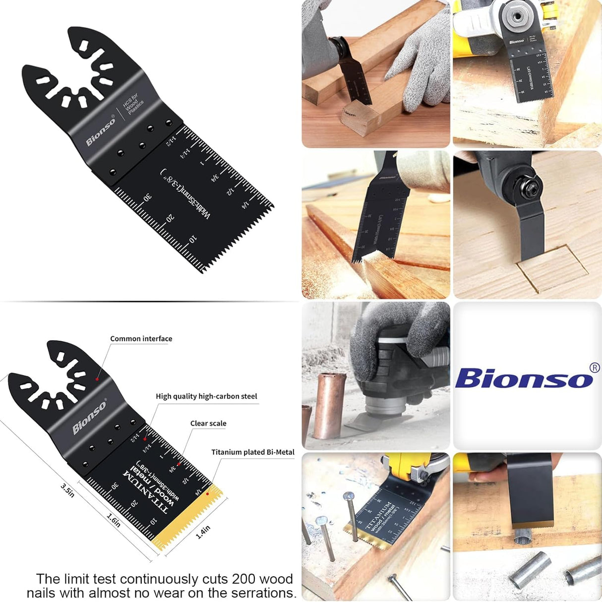 Bionso 120PCS Oscillating Tool Blade, Professional Universal Titanium Multitool Blades for Wood Metal, Multi Tool Blades Kits, Oscillating Saw Blades Fit Dewalt Ryobi Milwaukee Rockwell Fein Makita