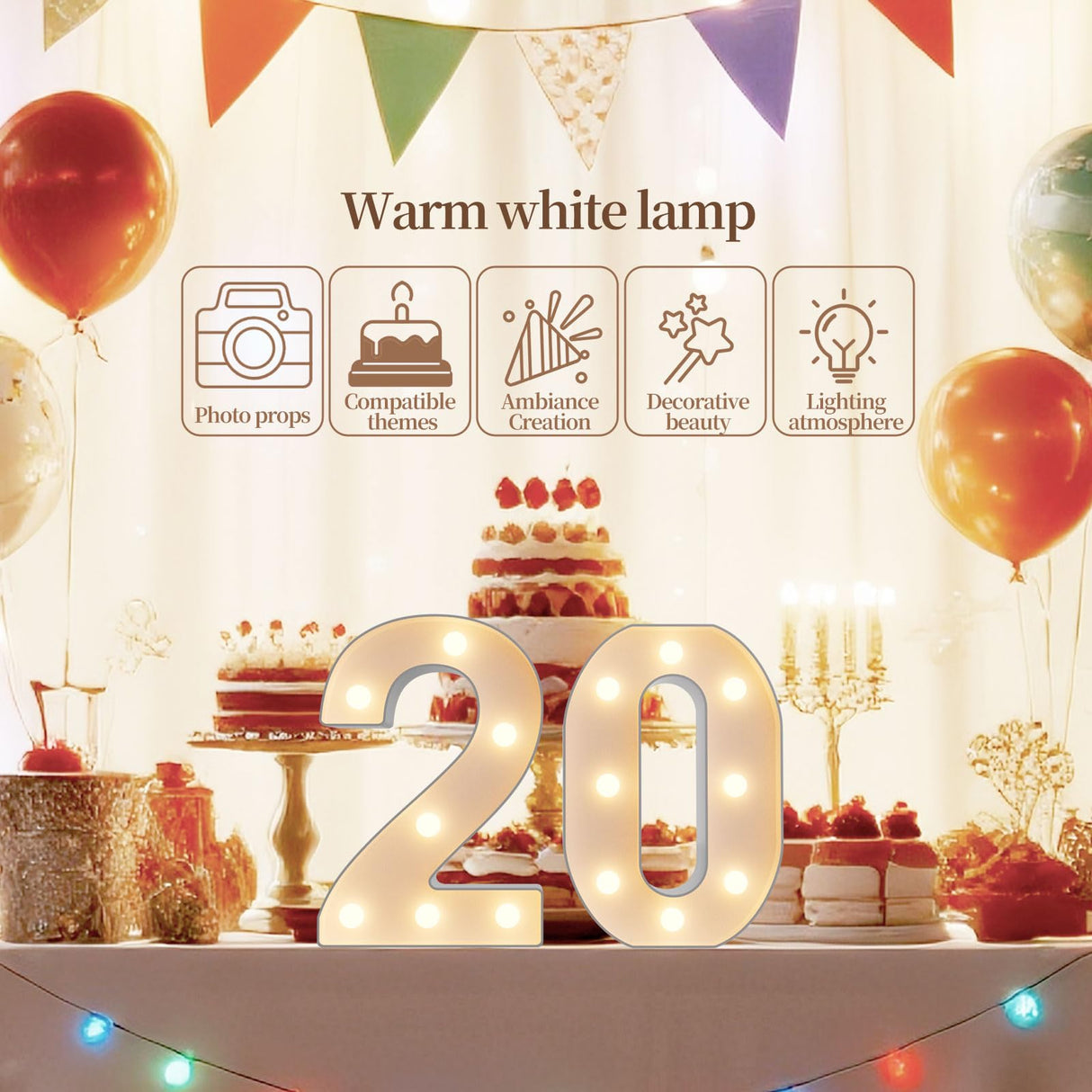 NANXU LED Marquee Light Up Numbers Sign - Lighted Birthday Numbers Sign for 21st Birthday Party Decoration, Bar Wall, Home, Table Room, Wedding and Christmas Decorations, Number 21