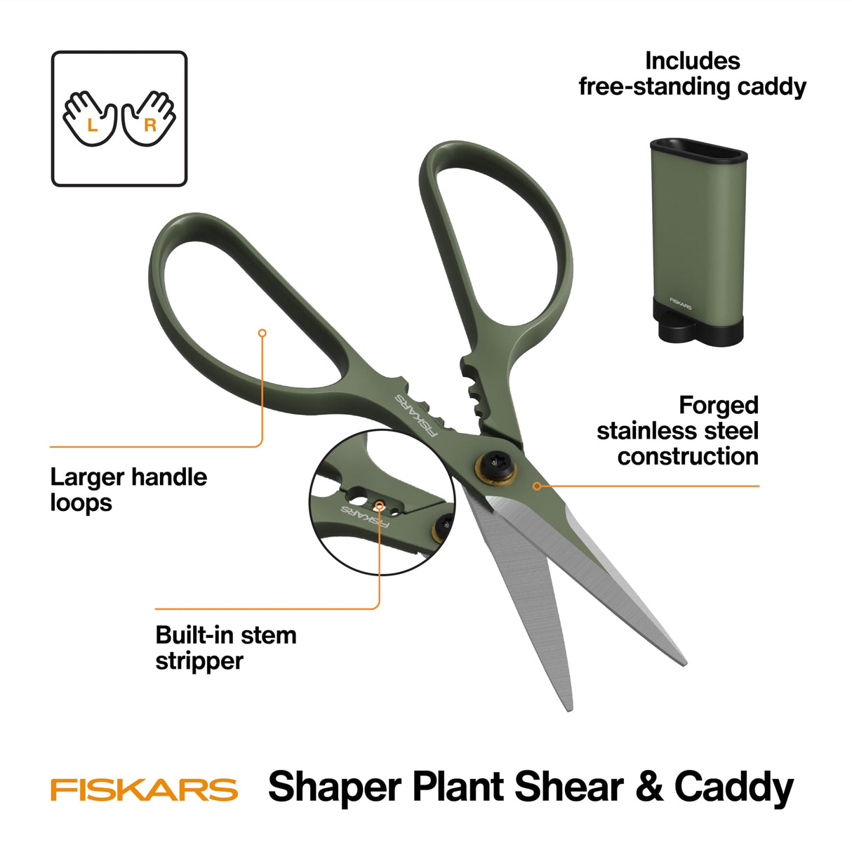 Fiskars 6" Plant Shaping Shears & Holder, Precision Indoor Gardening Snips