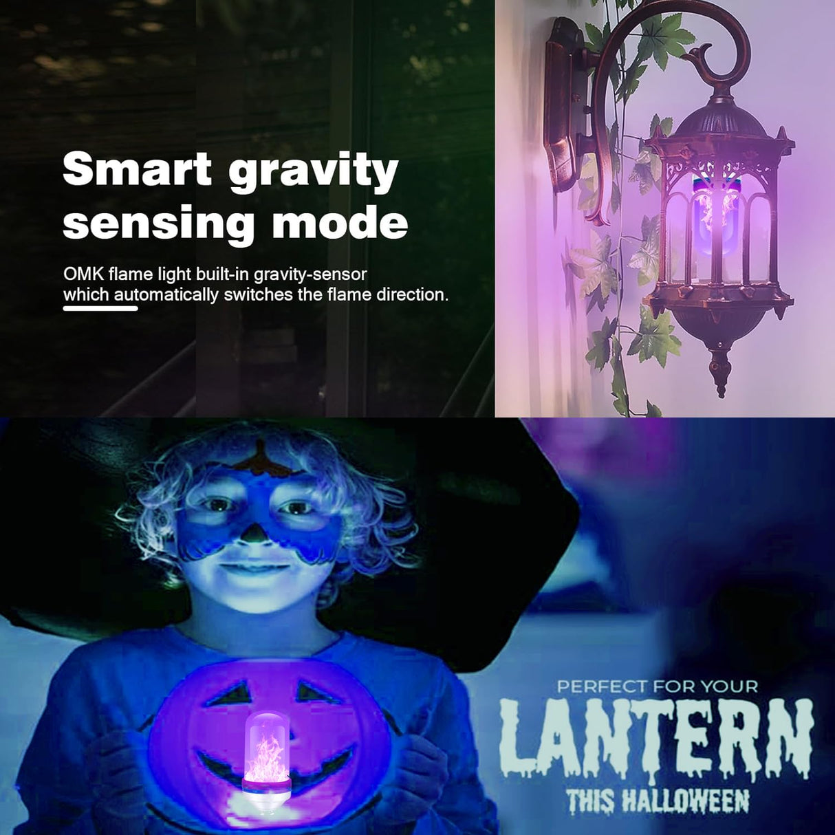 Upgraded LED Purple Flame Light Bulbs, 4-Mode Flickering Light Bulbs with Gravity Sensor, E26 Fire Light Bulb for Porch Party Patio Home Halloween Christmas Indoor Outdoor (Purple, 4)