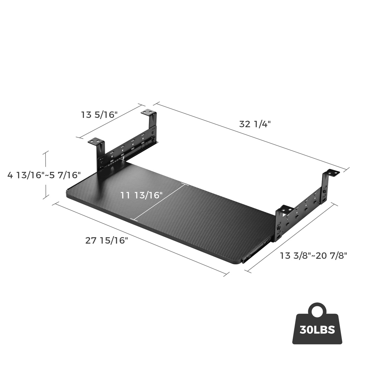 EUREKA ERGONOMIC Adjustable Keyboard Tray Under Desk, 28x11 Inch Large Slide Out Keyboard & Mouse Platform Tray, Wooden Pull Out Computer Keyboard Drawer for Typing Home Office Desk, Black