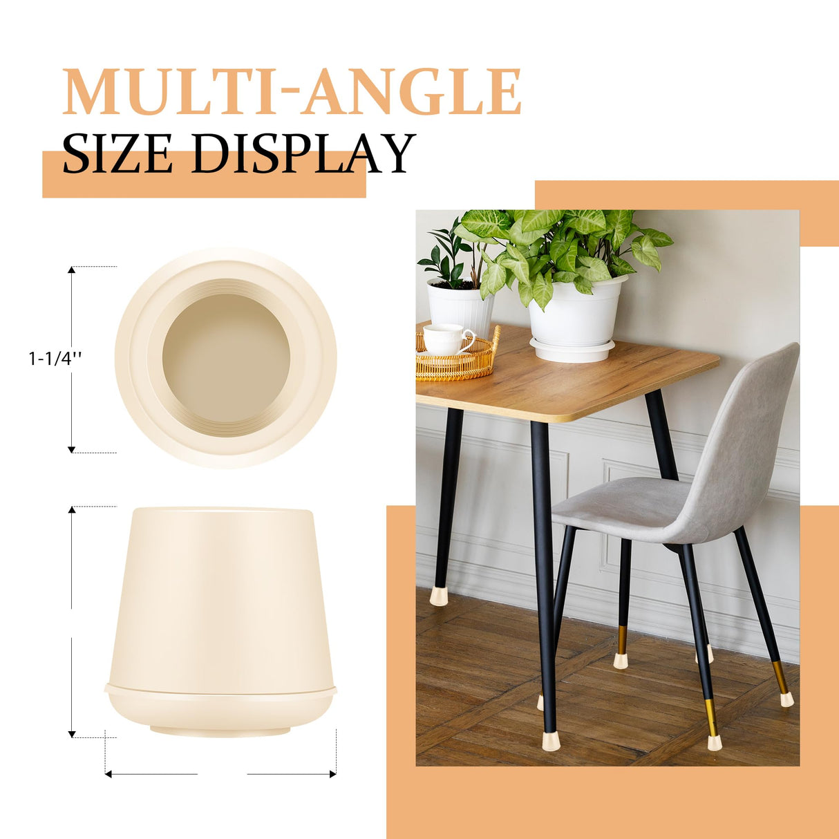 1-1/4" Round Rubber Chair Leg Tips Caps, Chair Leg Floor Protectors Furniture Legs Caps Non Slip Reduce Noise for Hardwood Floors - White, 16 Pack