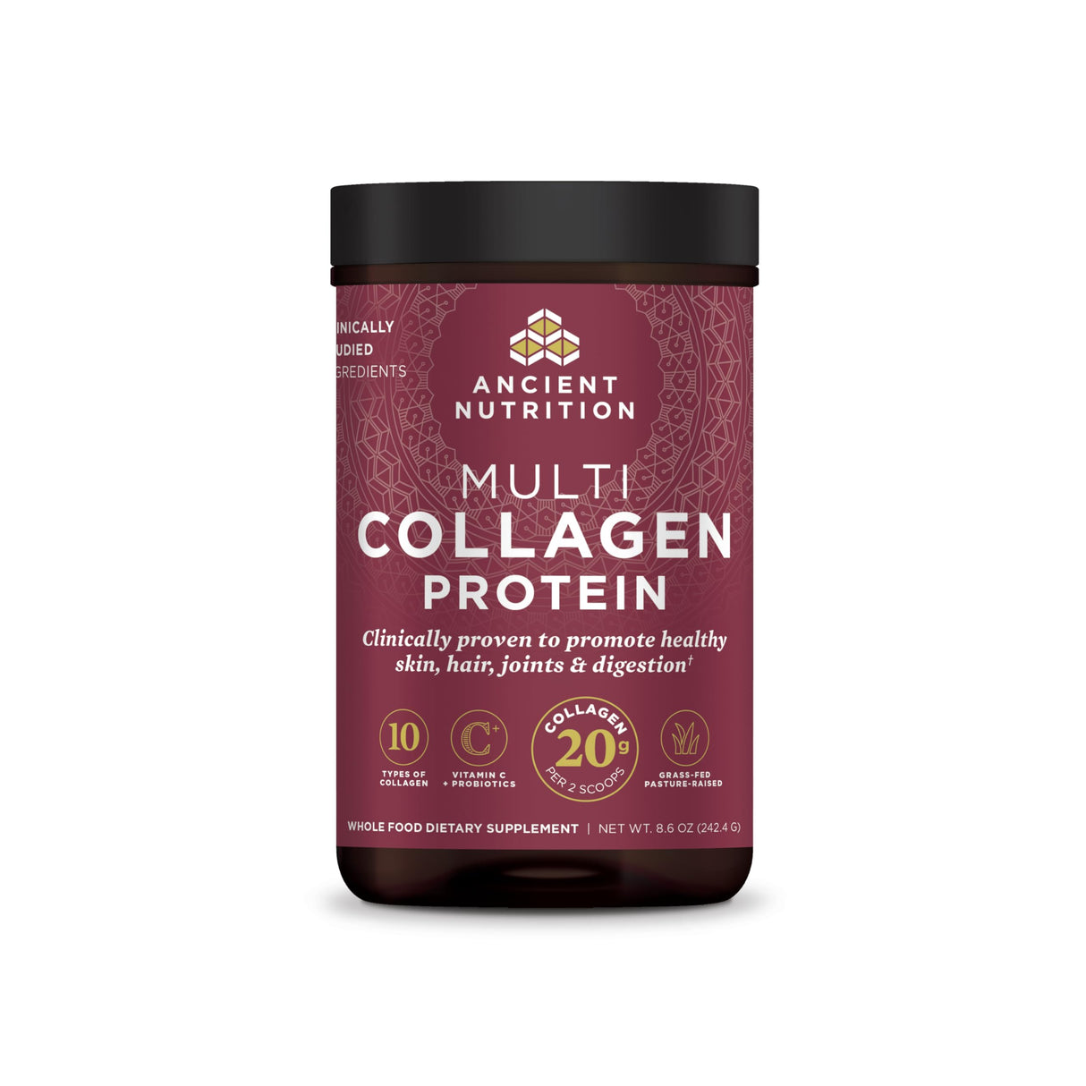 Ancient Nutrition Hydrolyzed Collagen Peptides Powder, Unflavored Multi Collagen Powder Packets for Women and Men with Vitamin C, 24 Servings, Supports Skin and Nails, Gut Health