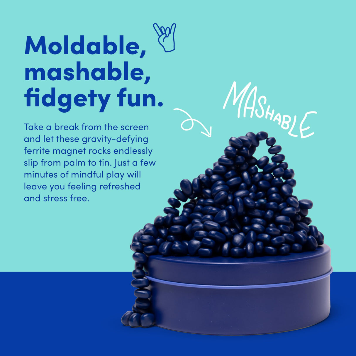 Speks Crags Ferrite Putty, 500+ Ferrite Stones in a Tin, Fidget Toy for Adults & Teens 14+, Desk Toy for Office, Christmas Gift, Holiday Stocking Stuffer, Stress Relief Present | Matte Indigo, Medium