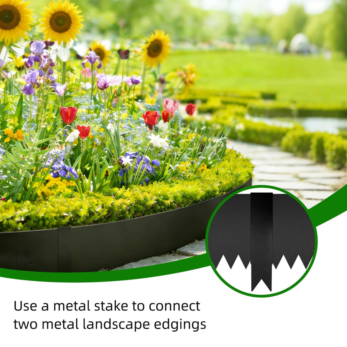 12 Pack Galvanized Steel Landscape Lawn Edging, 40" X 6" Metal Landscape Edging Border with 12 Clips, Metal Garden Edging Border, Metal Edging for Landscaping, Garden, Yard, Pathway(40Ft Total)