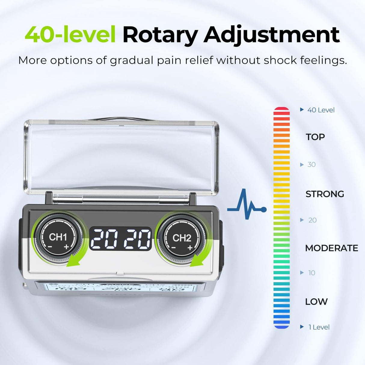 AUVON Rechargeable TENS Unit Muscle Stimulator, FSA HSA Eligible, Digital TENS Machine with 8 Customizable Modes, Electronic Massager for Sciatica, Shoulder & Back Pain Relief, 12 Pads, A Carry Case