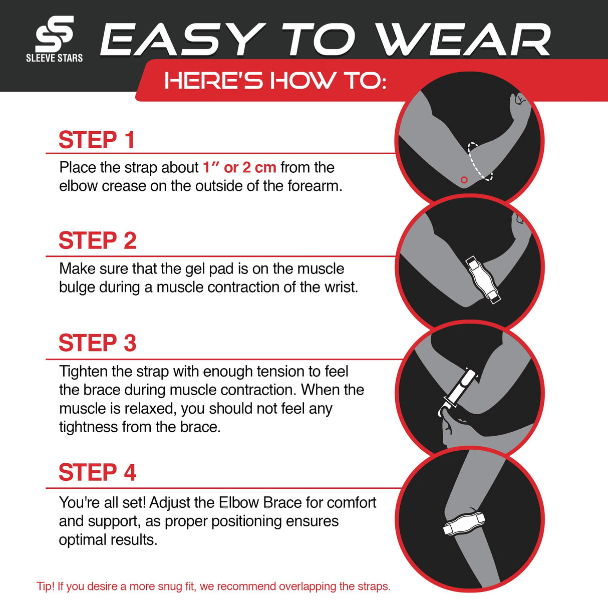 Sleeve Stars Tennis Elbow Brace for Men & Women, Tendonitis Elbow Brace & Strap Golfers Elbow Brace Counterforce Band for Tendon Pain Relief & Support for Forearm w/ 3 Straps Fits 9-23" (Single) (2, Beige, One Size)