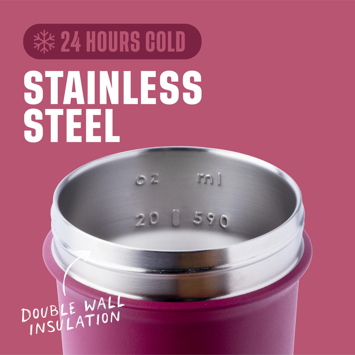 BlenderBottle Sport Sleek Insulated Stainless Steel Shaker Bottle with Wire Whisk, 25-Ounce, Raspberry – Protein Shakes & Hydration for Athletes & Fitness Enthusiasts, Easy Mixing, Slim Easy to Hold, Keeps Drinks Cold, Lockable Lid