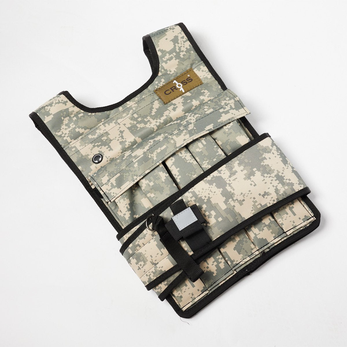 Cross 101 Adjustable Weighted Vest, 40 lbs (Camouflage) With Phone Pocket & Water bottle holder, Desert Camo